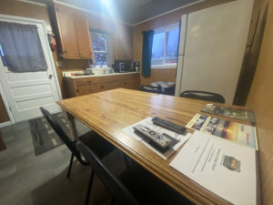 Cottage kitchen and dining table.